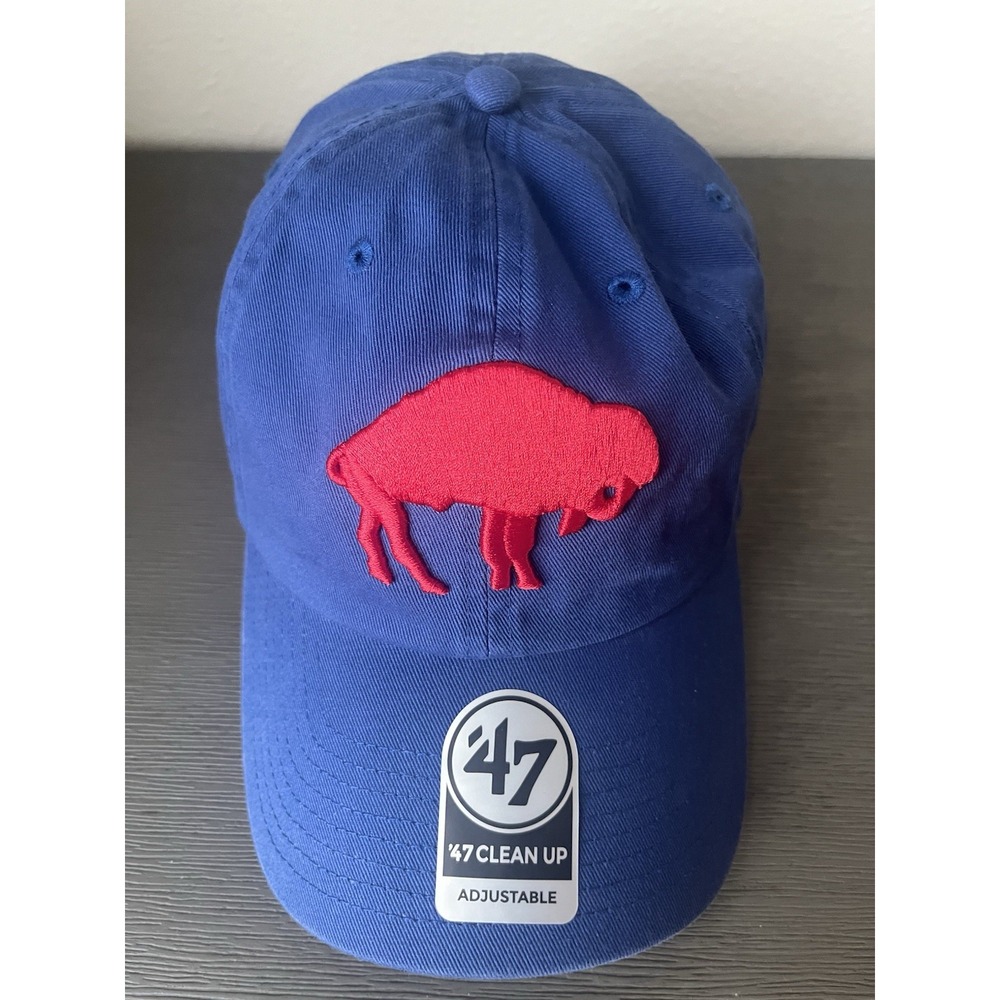 BUFFALO BILLS '47 CLEAN UP ADJUSTABLE ROYAL BLUE/RED BASEBALL CAP/HAT NEW